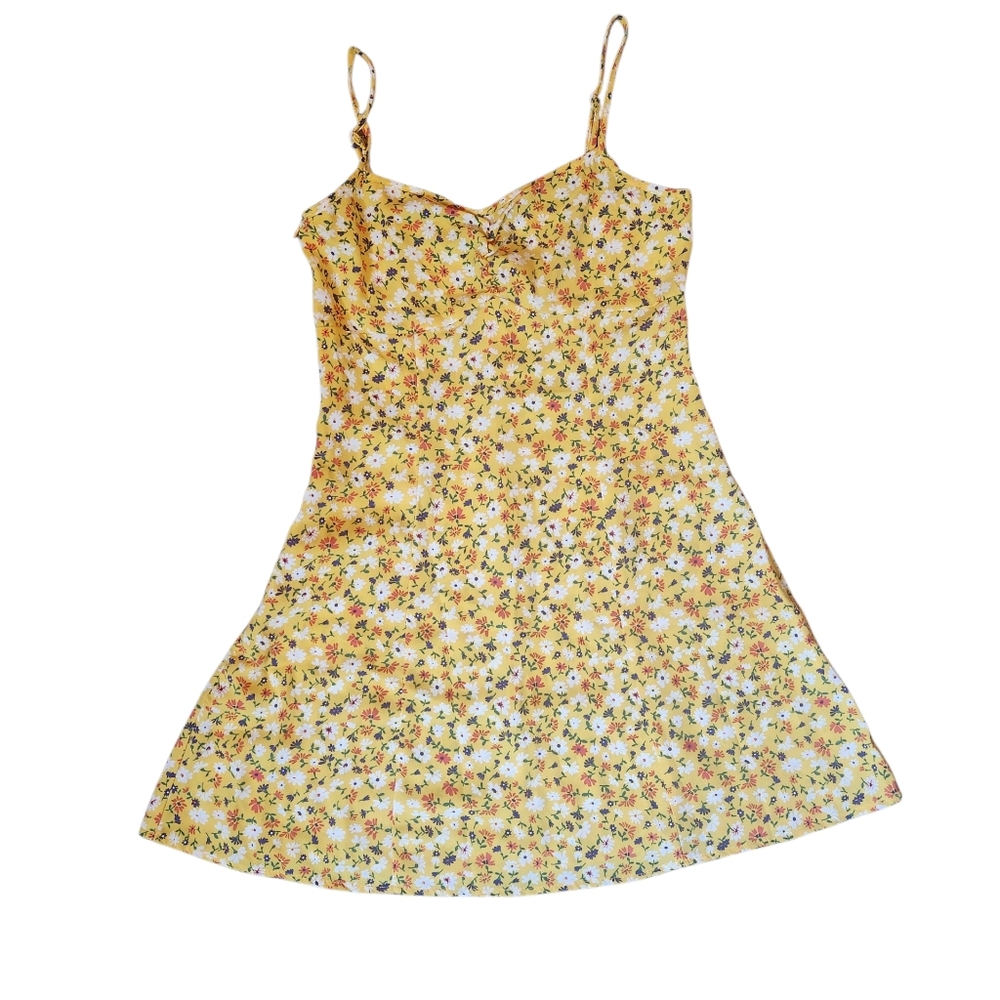 SHEIN Yellow Floral Mini Dress Size Xs